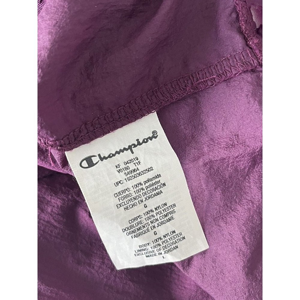 Champion Windbreaker Pullover Hoodie Adult L Purple 1/2 zip zipper pockets - Picture 9 of 11